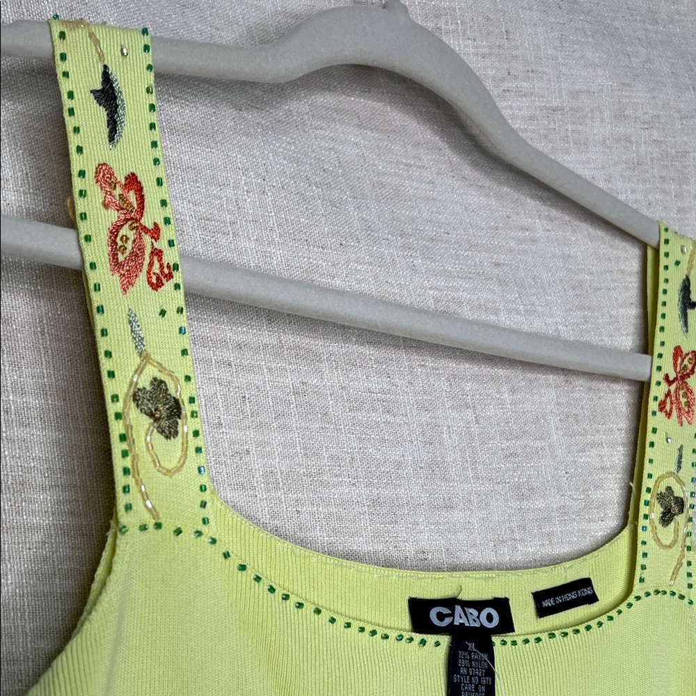 CABO Light Green Embroidered Women's Tank - Picture 4 of 5
